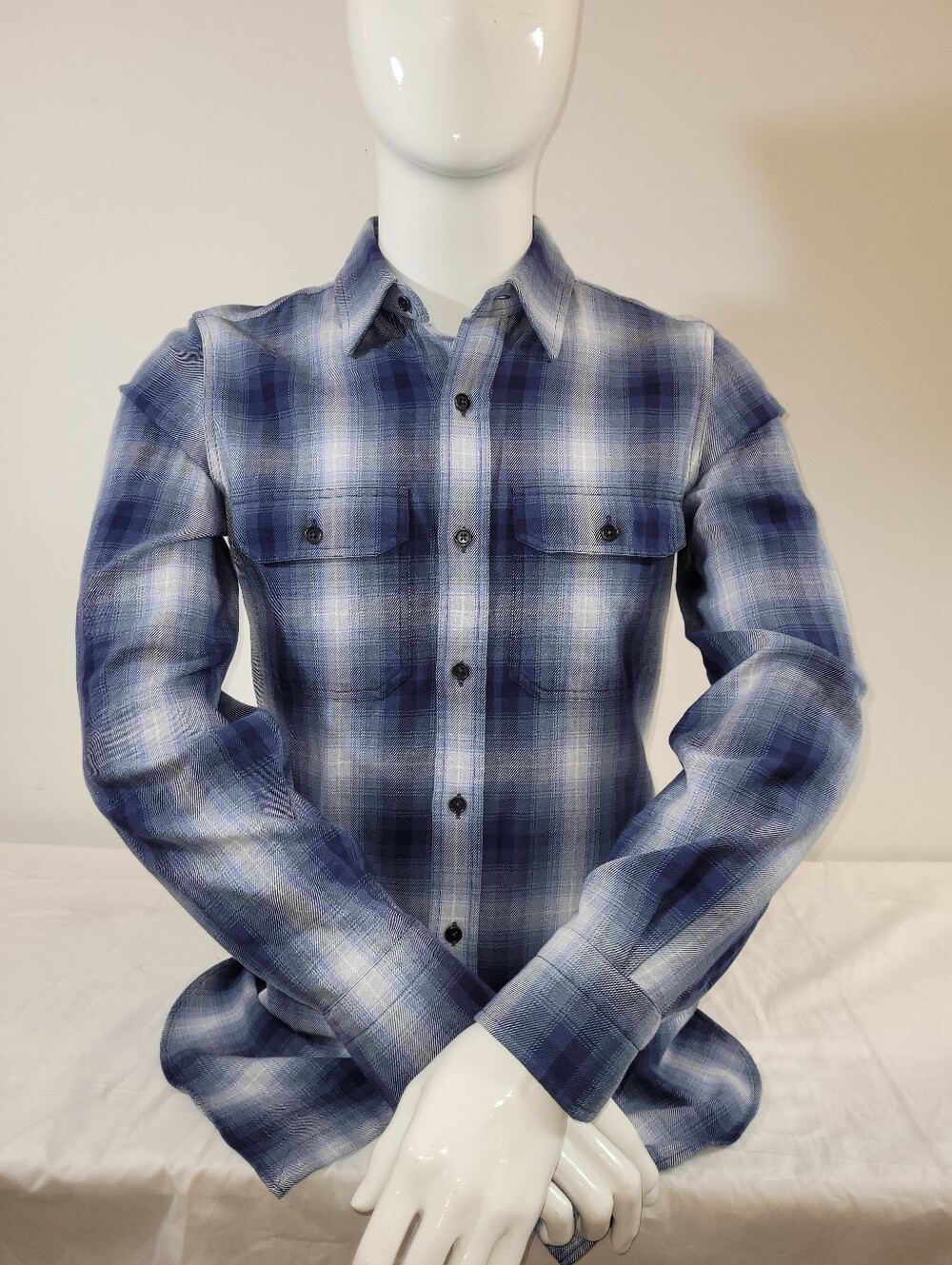 Tom Ford Blue and White Plaid Casual Button-Down Shirt